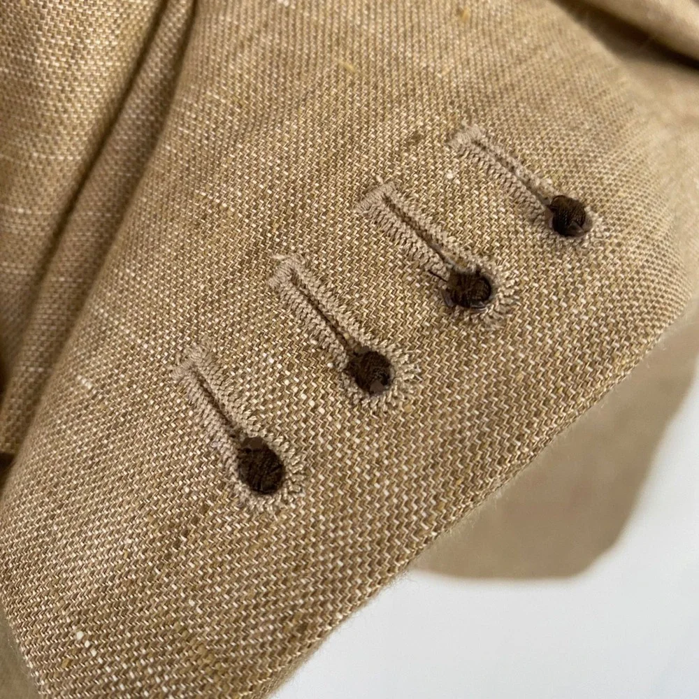 Murano Baird McNutt Linen Blazer Tan Men's Size Small *Missing Cuff Buttons